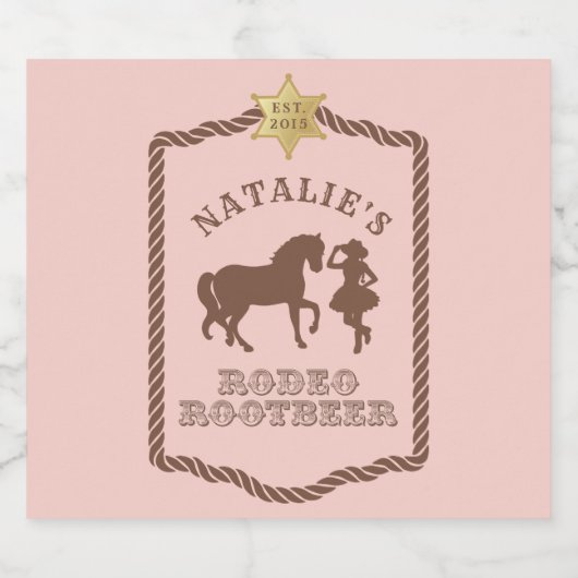 Cowgirl Party | Rodeo Root Bier Etiket (Enkel label)