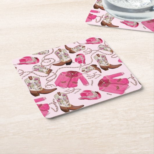 cowgirl pattern style vierkante kartonnen onderzetter (Schuin)