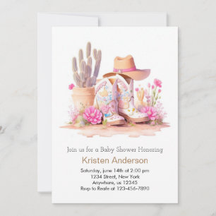 Cowgirl Pet en laarzen Wild West Baby shower Kaart