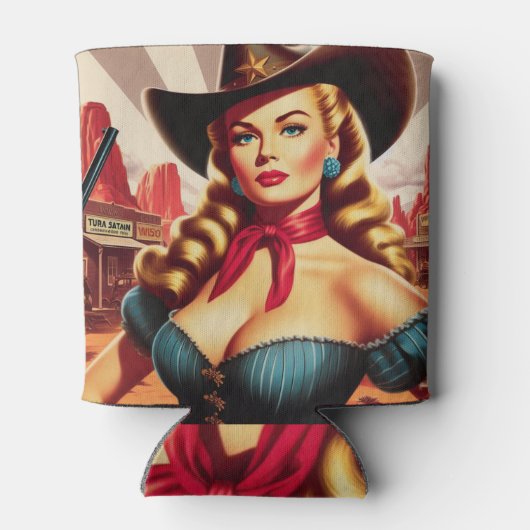  Cowgirl Pin-up Blikjeskoeler (Achterkant)