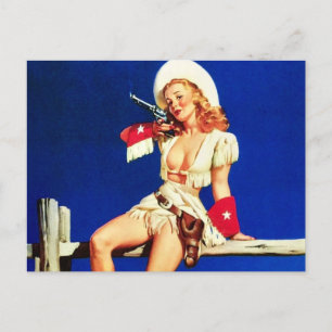 Cowgirl pin-up briefkaart