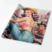  Cowgirl Pin Up Cadeaupapier (Uitgerold)