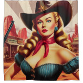 Cowgirl Pin-up Douchegordijn (Voorkant)