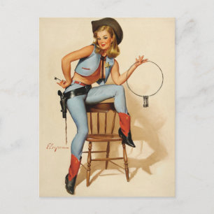 Cowgirl Pin-up Girl Briefkaart