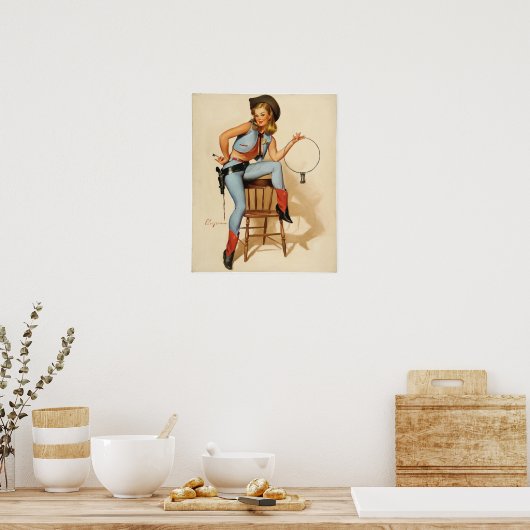 Cowgirl Pin-up Girl Poster (Keuken)