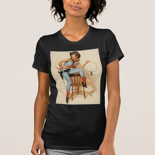 Cowgirl Pin-up Girl T-shirt (Voorkant)