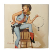 Cowgirl Pin-up Girl Tegeltje (Voorkant)