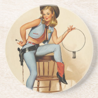Cowgirl Pin-up Girl Zandsteen Onderzetter