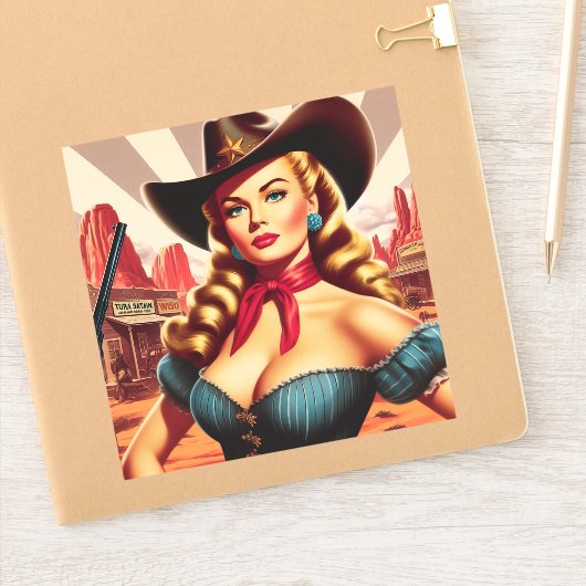  Cowgirl Pin-up Sticker (Notitieboek)