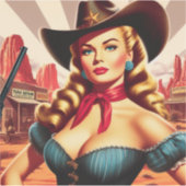  Cowgirl Pin-up Sticker (Voorkant)