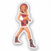 Cowgirl Pin-Up Sticker (Voorkant)