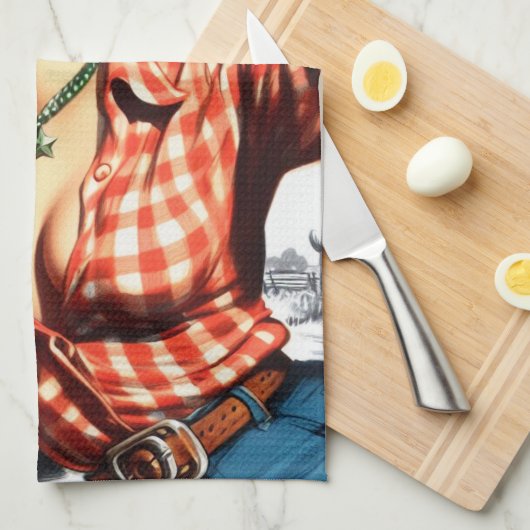  Cowgirl Pin Up Theedoek (Quarter Fold)