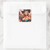 Cowgirl Pin-up Vierkante Sticker (Tas)