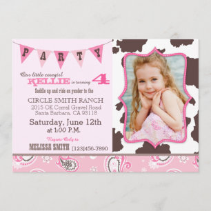 Cowgirl Pink Bandanna Western thema Verjaardag Kaart