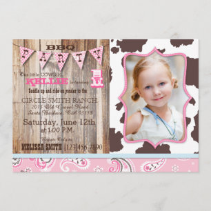 Cowgirl Pink Bandanna Western Theme Birthday Kaart