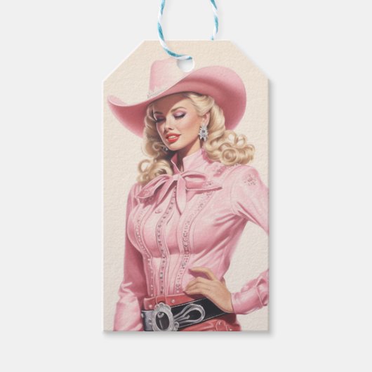  Cowgirl Pinup Cadeaulabel (Voorkant)
