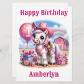 Cowgirl Pony 1-jarige Verjaardag Kaart (Voorkant / Achterkant)