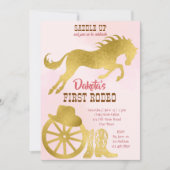 Cowgirl premier rodéo rose et or invitation d'anni (Devant)