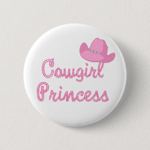 Cowgirl prinses met roze Pet Ronde Button 5,7 Cm