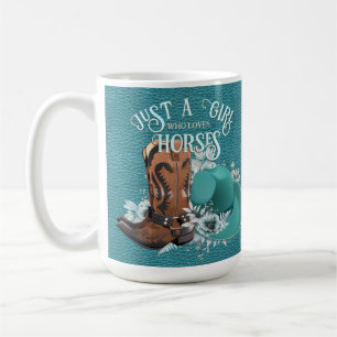 Cowgirl quote turquoise lederen cowboylaarzen pet koffiemok