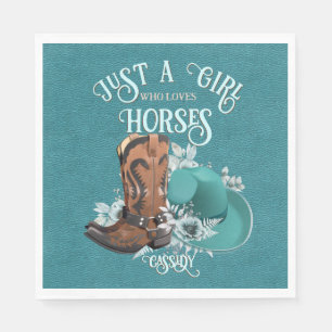 Cowgirl quote turquoise lederen cowboylaarzen pet servet