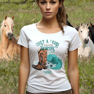 Cowgirl quote turquoise lederen cowboylaarzen pet t-shirt