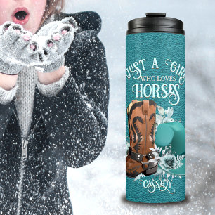 Cowgirl quote turquoise lederen cowboylaarzen pet thermosbeker