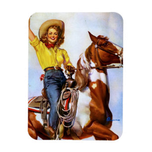 Cowgirl Rider Pin Up Magneet