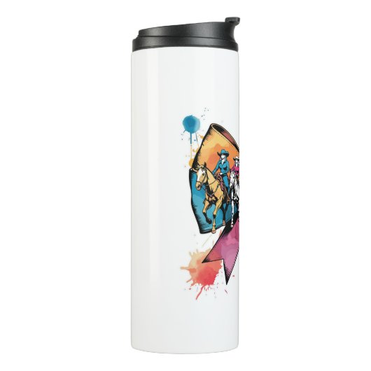 Cowgirl Riding Horse Coquette Bow Thermosbeker (Gedraaid links)