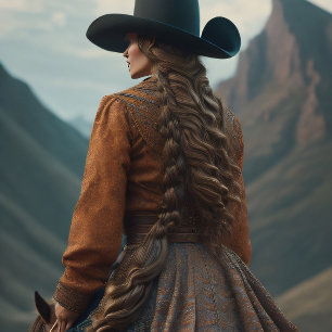 Cowgirl riding into the sunset, Cowboy hat v3 Tissuepapier