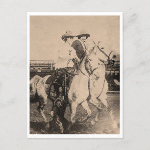 cowgirl rodeo rijders 1910 briefkaart