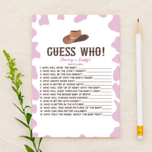 Cowgirl Rodeo Western Guess Who Baby shower spel