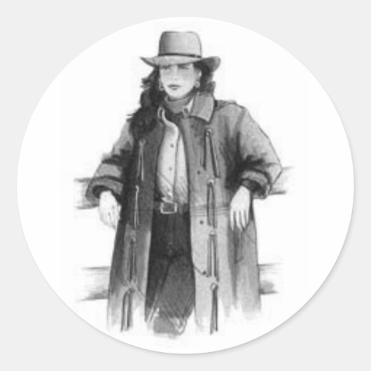Cowgirl Ronde Sticker (Voorkant)