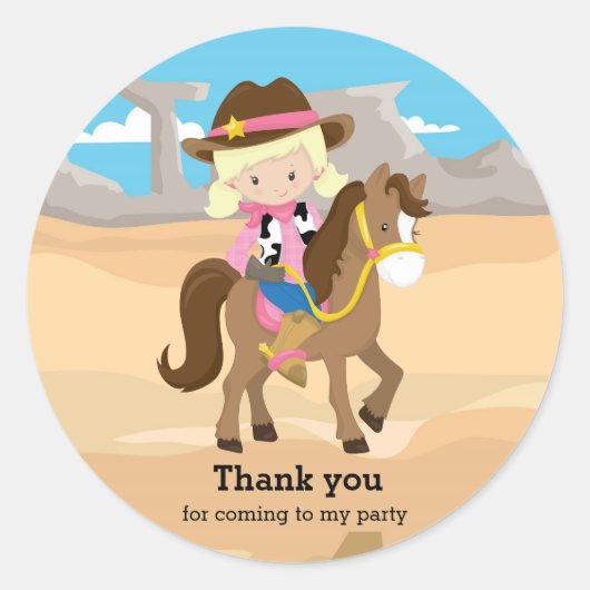 Cowgirl Ronde Sticker (Voorkant)