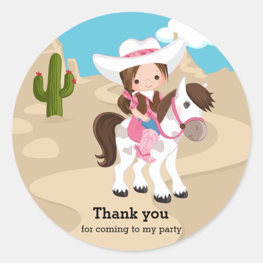 Cowgirl Ronde Sticker (Voorkant)