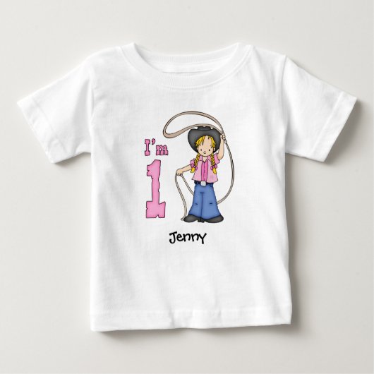 Cowgirl Roper 1er Anniversaire T-shirt bébé (Devant)