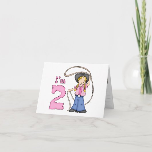 Cowgirl Roper 2e verjaardag invulling uitnodiging (Voorkant)