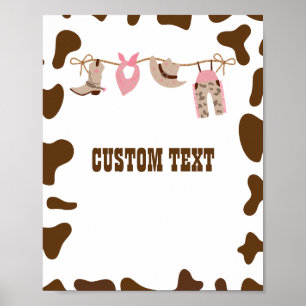 Cowgirl Roze Baby Shower Aangepast Bord Poster