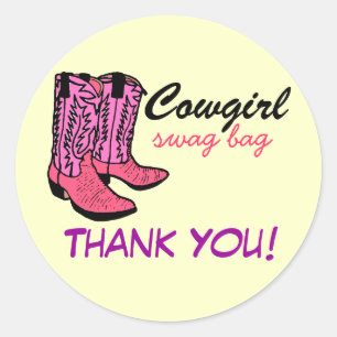 Cowgirl roze Boots bedankt Ronde Sticker
