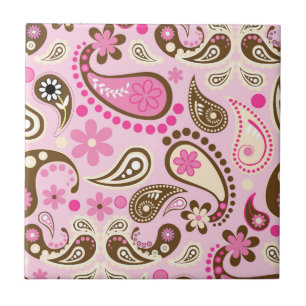 Cowgirl Roze Bruine Paisley Bloemen Landelijk Texa Tegeltje