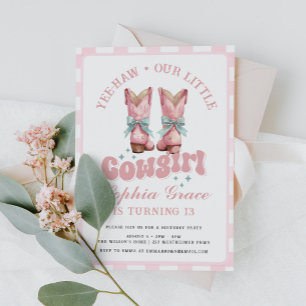 Cowgirl Roze Rodeo Verjaardagsfeestje Kaart