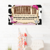 Cowgirl, roze verjaardag, welkom spandoek (Insitu)