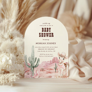 Cowgirl Roze Western Rodeo Baby Shower Uitnodiging