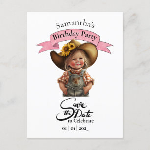 Cowgirl Save the Date Verjaardag Postkaart