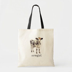 cowgirl schattig bloem kalf tote bag