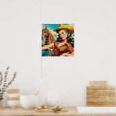  Cowgirl schilderij Poster (Keuken)