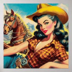 Cowgirl schilderij Poster
