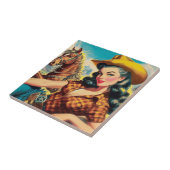 Cowgirl schilderij Tegeltje (Zijkant)