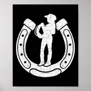 Cowgirl Silhouette Horsescue SS Schattige SS Horse Poster