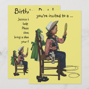  Cowgirl Sleepover Girl Birthday Party Kaart